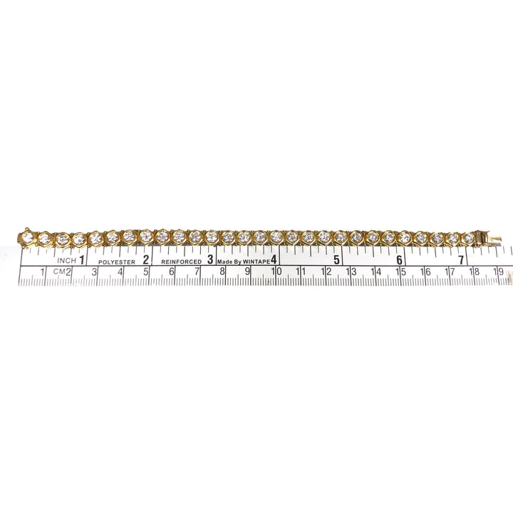 Vintage 18K Yellow Gold Bezel-Set Diamond Tennis Bracelet – 8.40 Ct G-H VS2/SI1