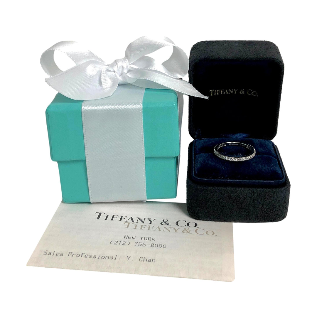 Tiffany and Co. Platinum Soleste Full Circle Round Diamond Band Size 5