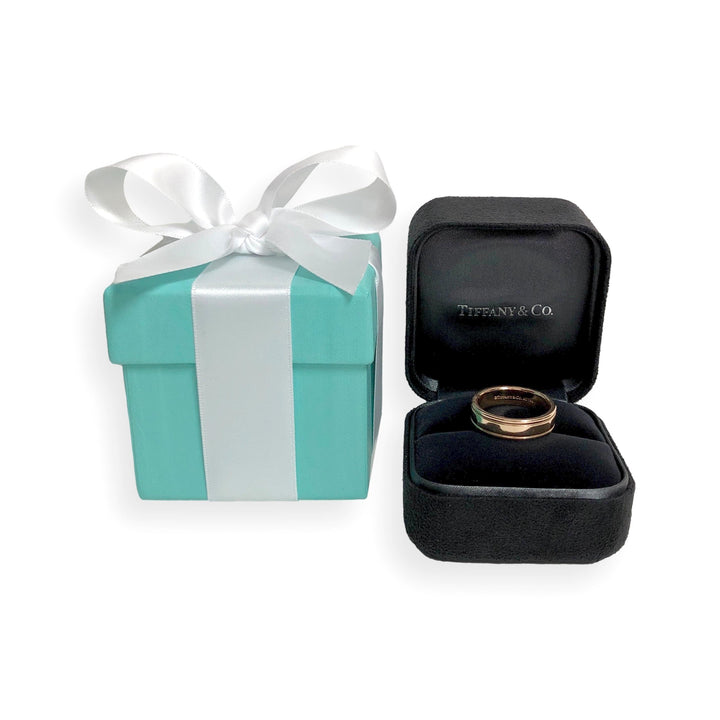 Tiffany & Co. 18K Rose Gold Double Milgrain Men's Wedding Band Ring Size 10