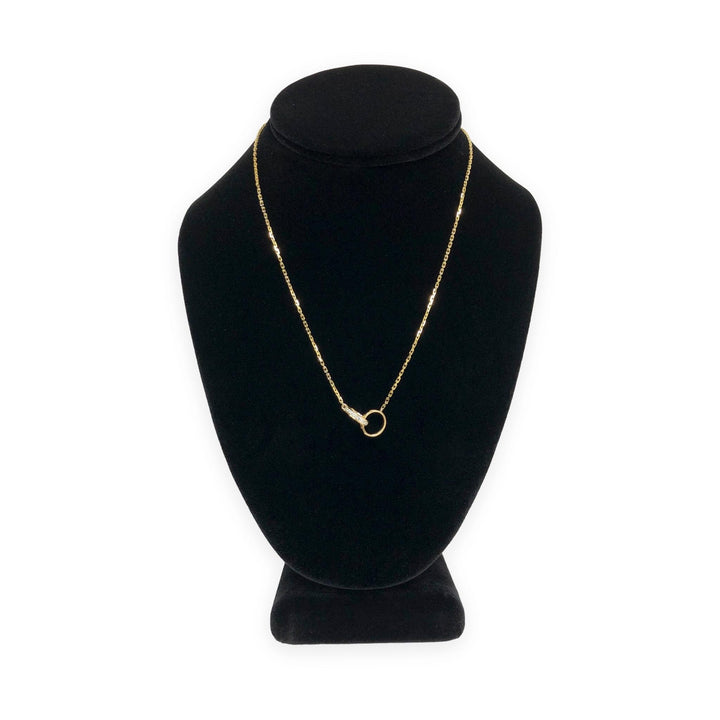 Cartier 18K Yellow Gold Love Necklace Half Pavé Diamond Pendant 0.22ct