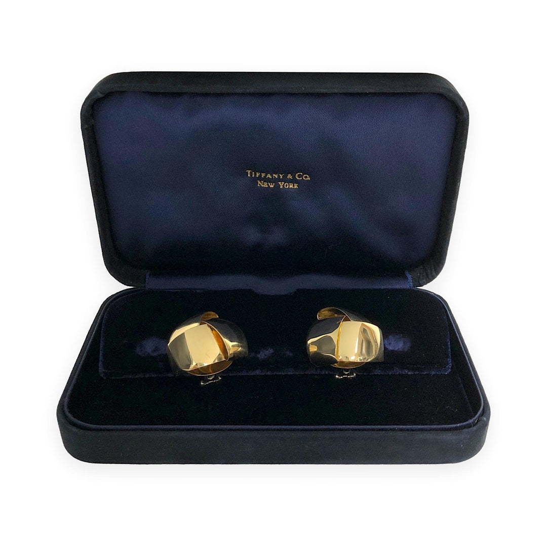 Vintage Tiffany & Co. 18K Yellow Gold Woven Sculptural Earrings - 1970's Italy