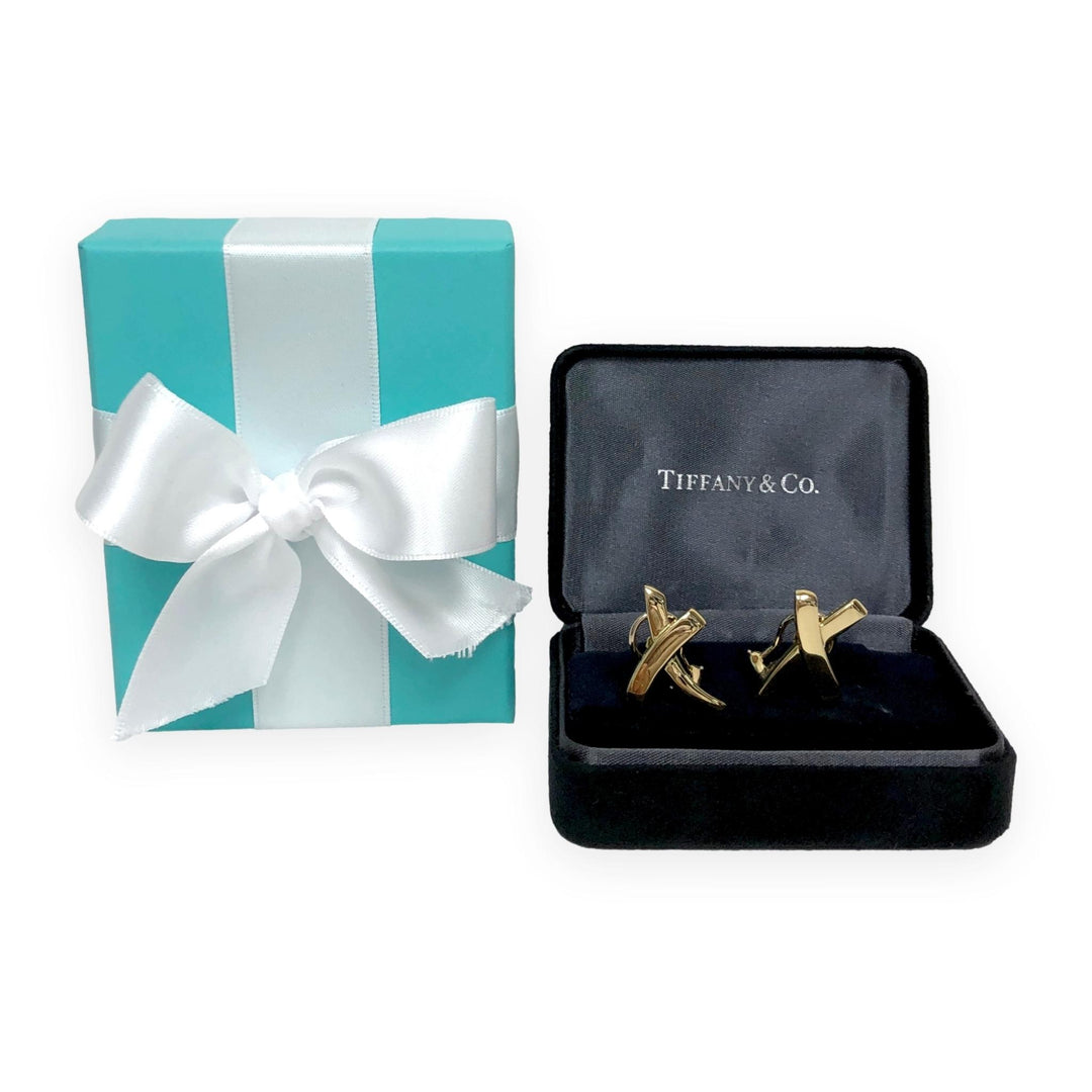 Vintage Tiffany & Co. Paloma Picasso 18K Gold Graffiti X Clip-on Earrings Large