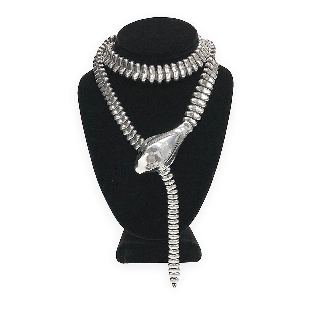 Rare Vintage Elsa Peretti for Halston Sterling Silver Snake Belt & Necklace