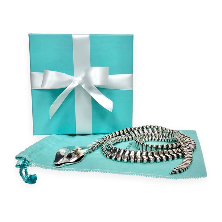 Rare Vintage Elsa Peretti for Halston Sterling Silver Snake Belt & Necklace