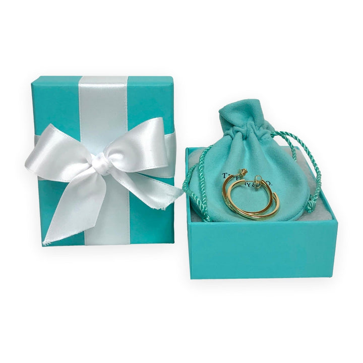 Tiffany & Co. 1837 18K Yellow Gold Hoop Earrings 1" Diameter