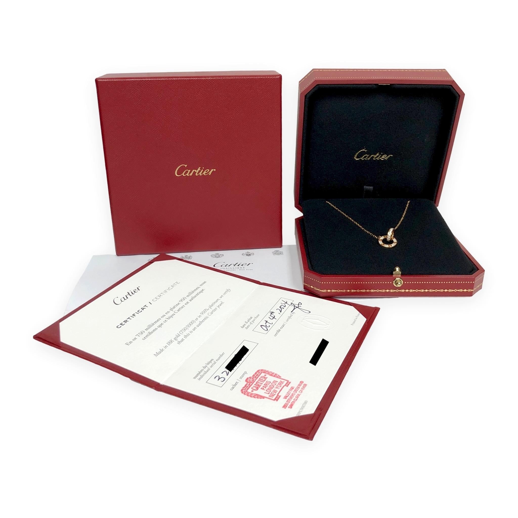 Cartier Love Necklace 18K Rose Gold Pavé Diamond Pendant 20