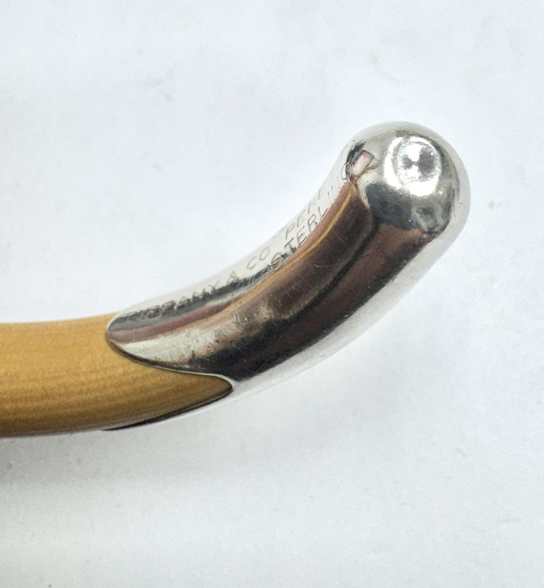 Tiffany & Co. Elsa Peretti Silver/ Rattan Wood Cuff Bracelet - Large/XL c.1976