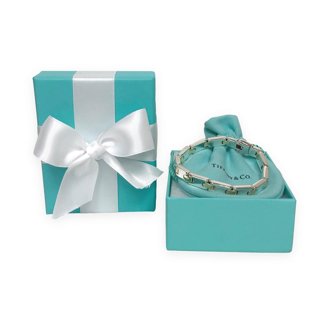 Tiffany & Co Vintage Silver 18K Yellow gold H Link Bracelet  6.75"