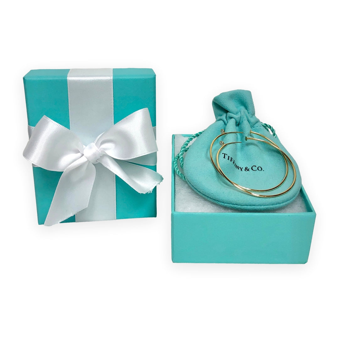 Tiffany & Co. Elsa Peretti 18K Gold Diamond Hoop Earrings 44mm (1.75 In) Medium
