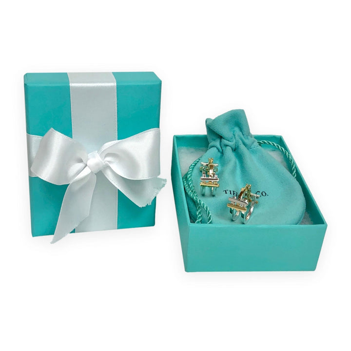 Vintage Tiffany & Co. Frank Gehry Axis Hoop Earrings 18K Gold & Sterling Silver