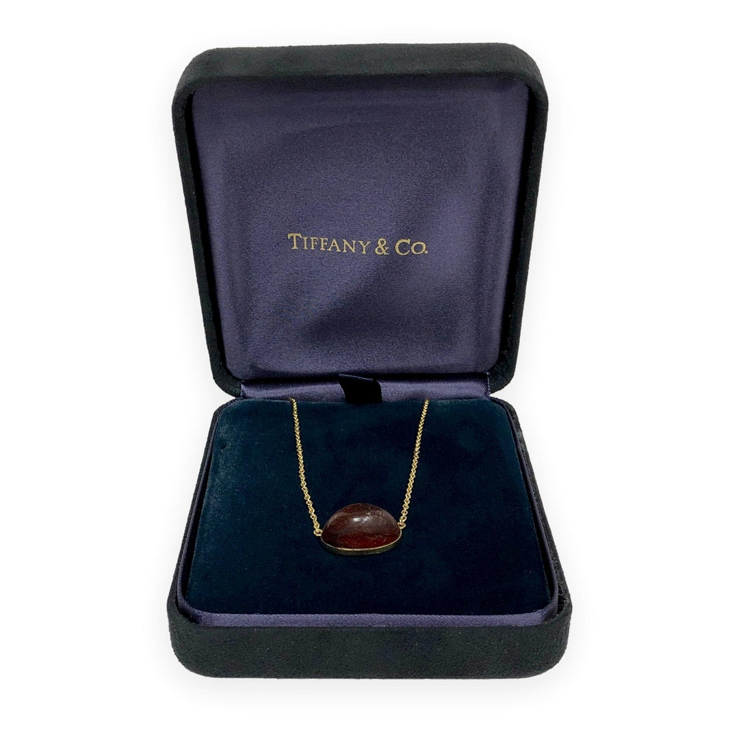 Tiffany & Co Elsa Peretti Rare Vintage Amber Pendant Necklace 18K Ylw Gold 24"