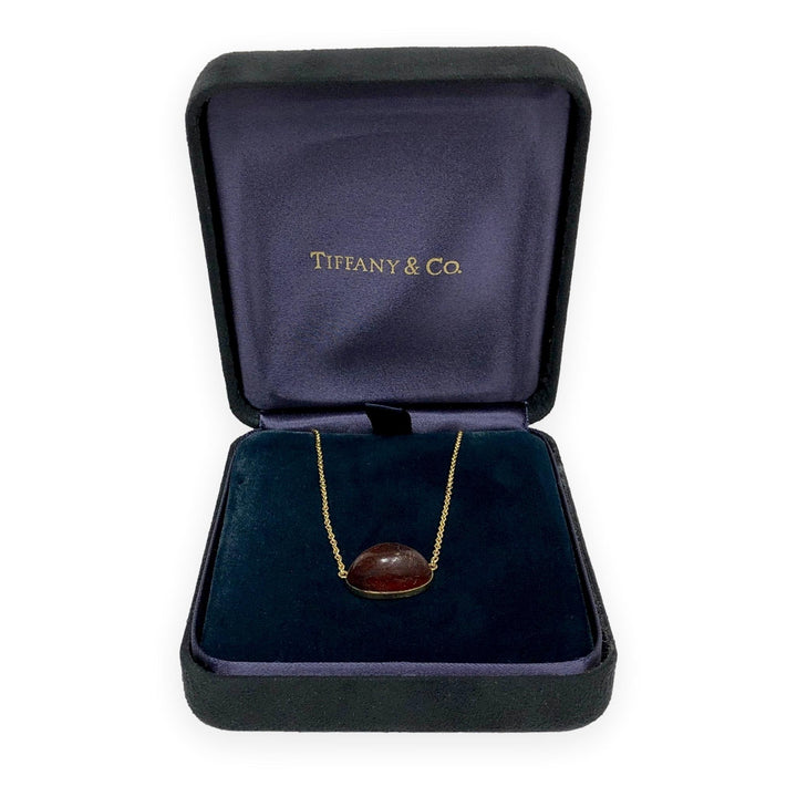 Tiffany & Co Elsa Peretti Rare Vintage Amber Pendant Necklace 18K Ylw Gold 24"