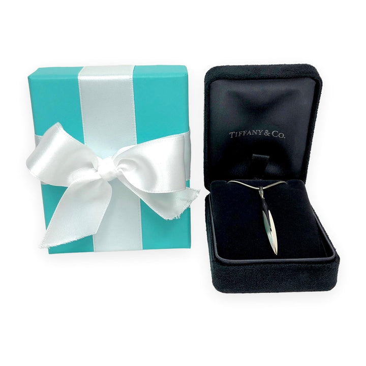 Tiffany & Co Vintage 18K White Gold Feather Pendant 20" Snake Chain Necklace