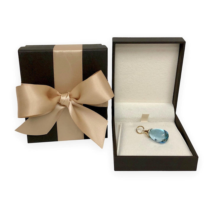 Syna Mogul Blue Topaz & Diamond Drop Pendant in 18K Yellow Gold