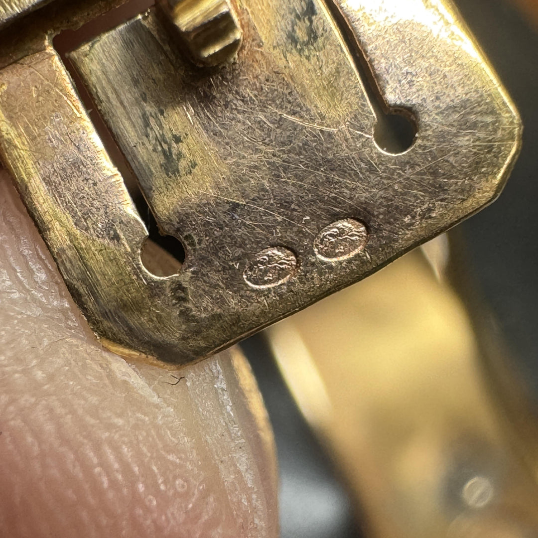Antique Victorian 14K Yellow Gold Seed Pearl Bangle Bracelet Circa 1870s–1880s