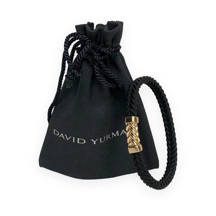 David Yurman Chevron Black Rubber & 18K Yellow Gold Bracelet — 9mm