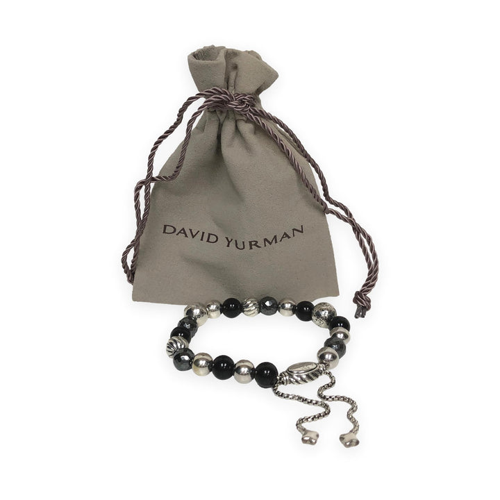 David Yurman Sterling Silver Onyx & Hematite Elements Bead Bracelet