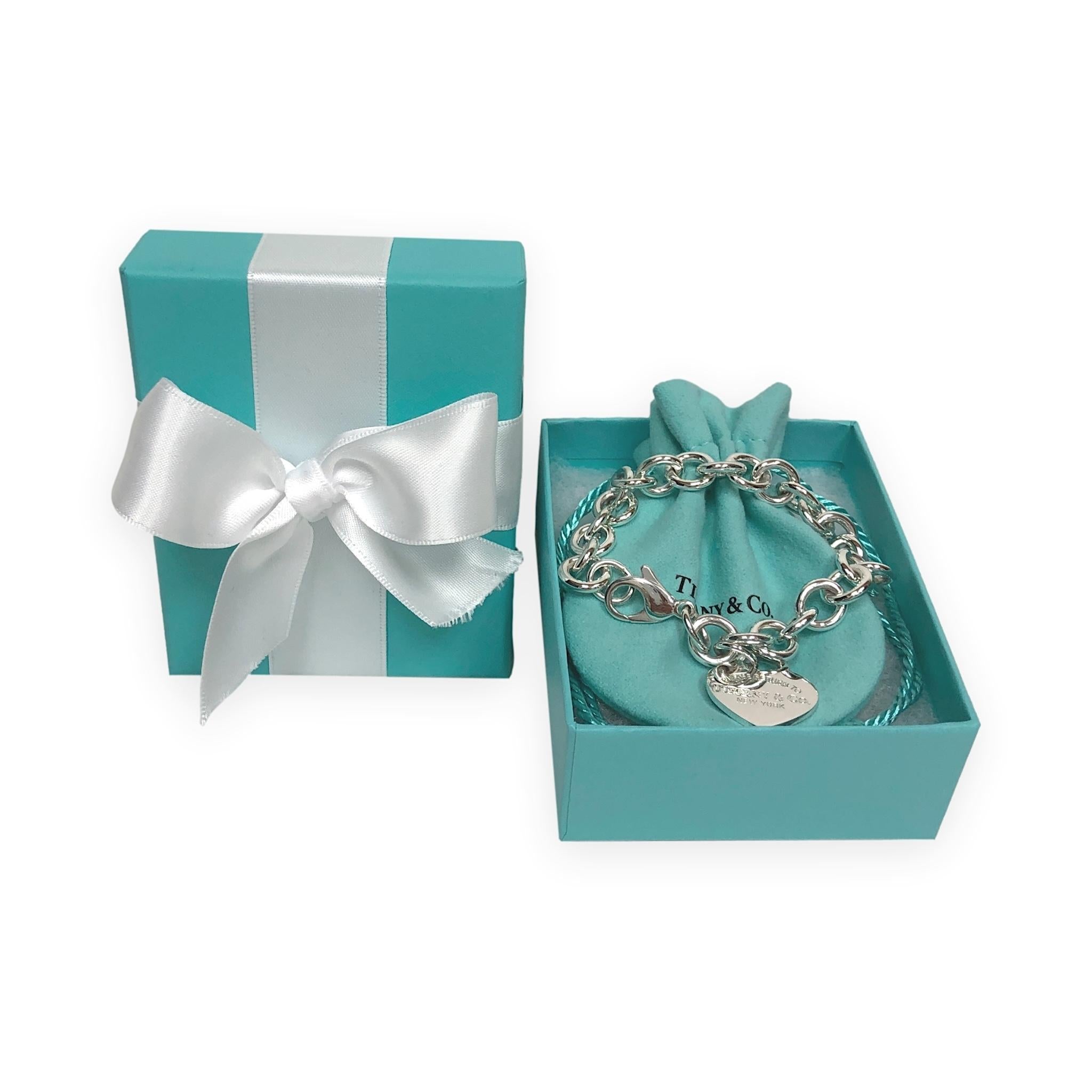 Tiffany & Co. Silver Return to Tiffany Heart Tag Link Bracelet 7.5