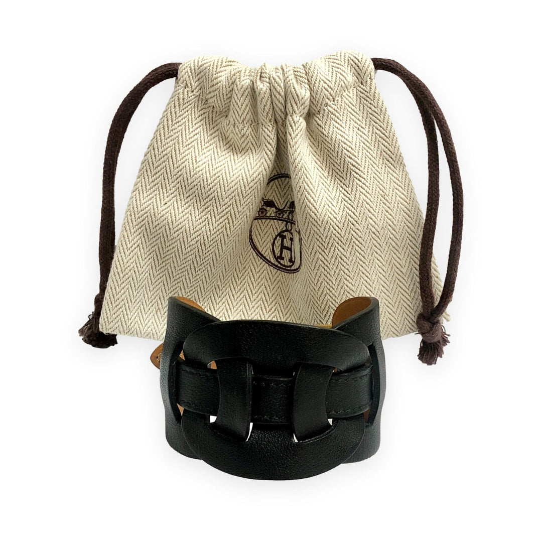 Hermès Fétiche Chaîne d'Ancre Leather Wrap Bracelet in Black Circa 2006