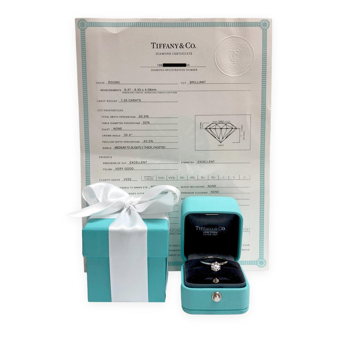 Tiffany & Co. Platinum 1.05ct Classic Solitaire Diamond Engagement Ring H VVS2