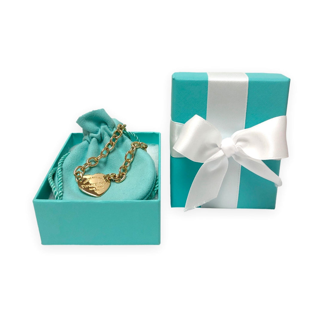 Tiffany & Co. 18K Yellow Gold Return to Tiffany Heart Tag Link Bracelet 7.5"