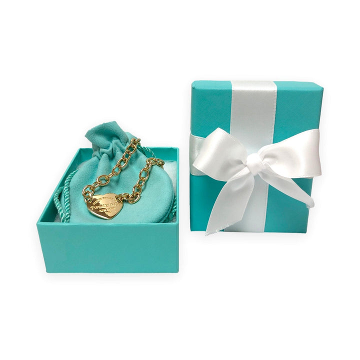 Tiffany & Co. 18K Yellow Gold Return to Tiffany Heart Tag Link Bracelet 7.5"