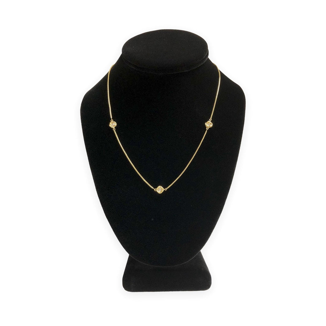 David Yurman 18K Yellow Gold Infinity 3 Station box chain Diamond Necklace 18 In