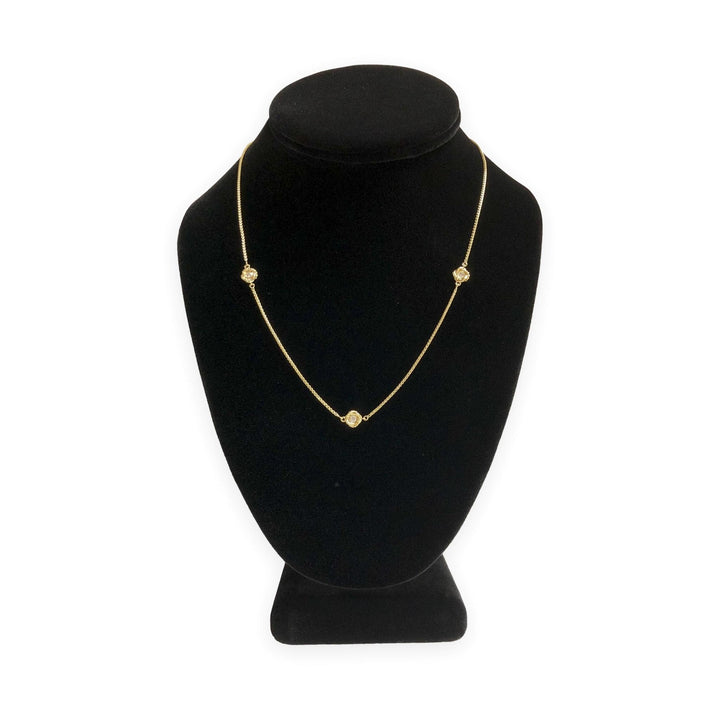 David Yurman 18K Yellow Gold Infinity 3 Station box chain Diamond Necklace 18 In