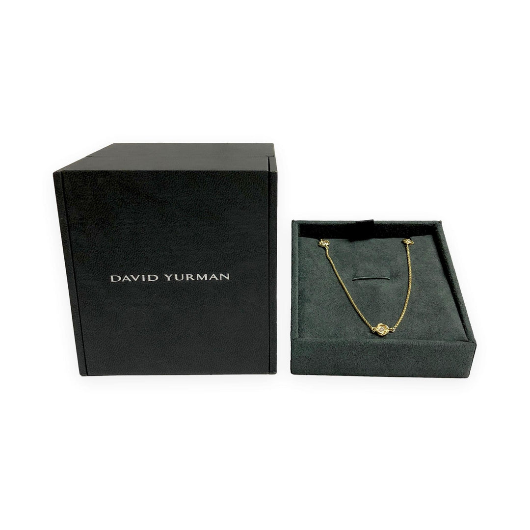 David Yurman 18K Yellow Gold Infinity 3 Station box chain Diamond Necklace 18 In