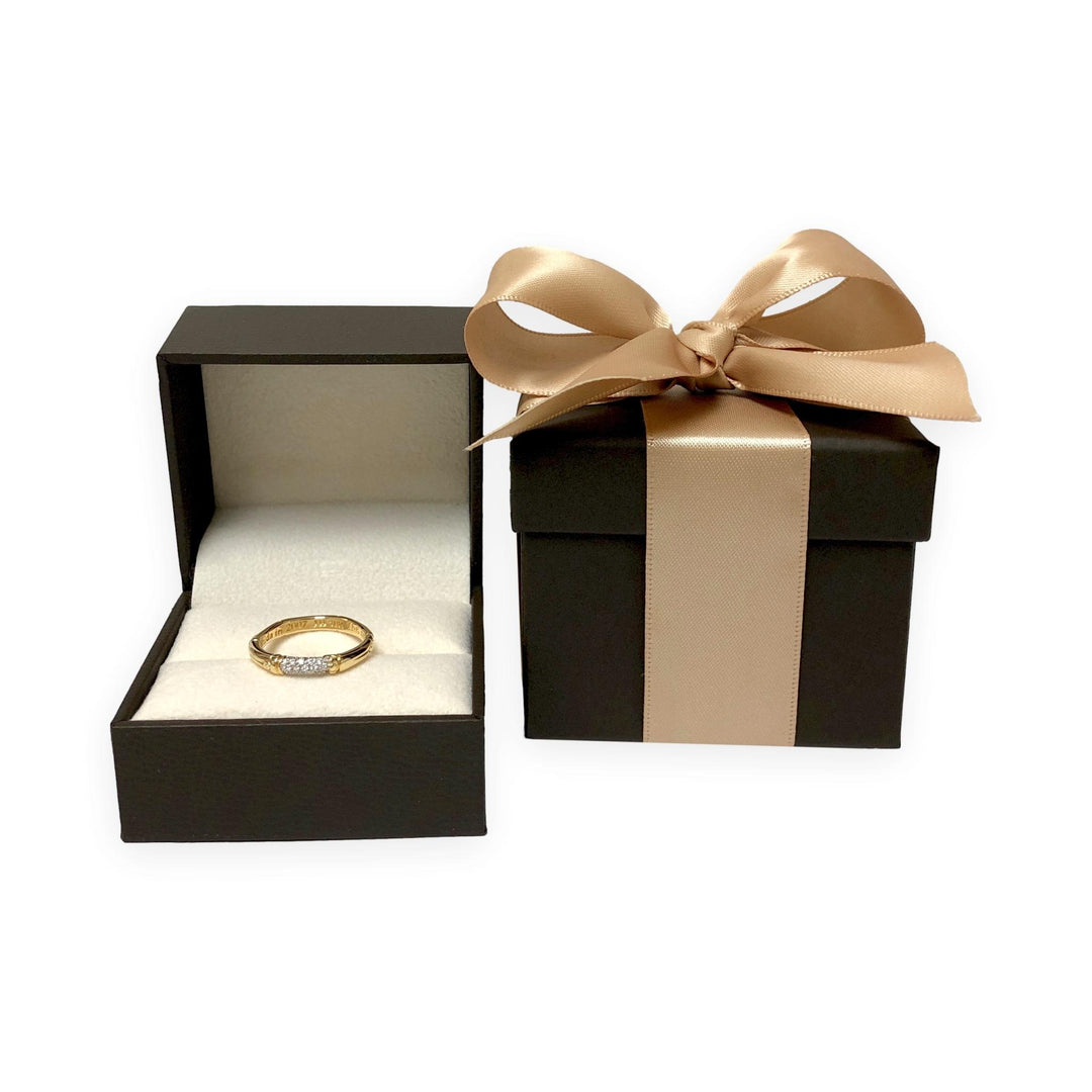 John Hardy Bamboo Collection 18K Yellow Gold Pavé Diamond Band Ring Size 7