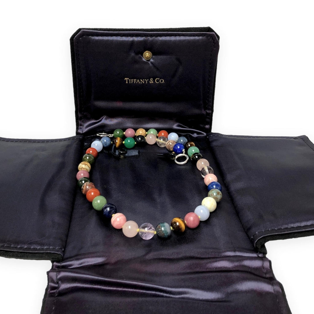 Tiffany & Co. Paloma Picasso Silver Multicolored Gemstone Bead Necklace 1980's