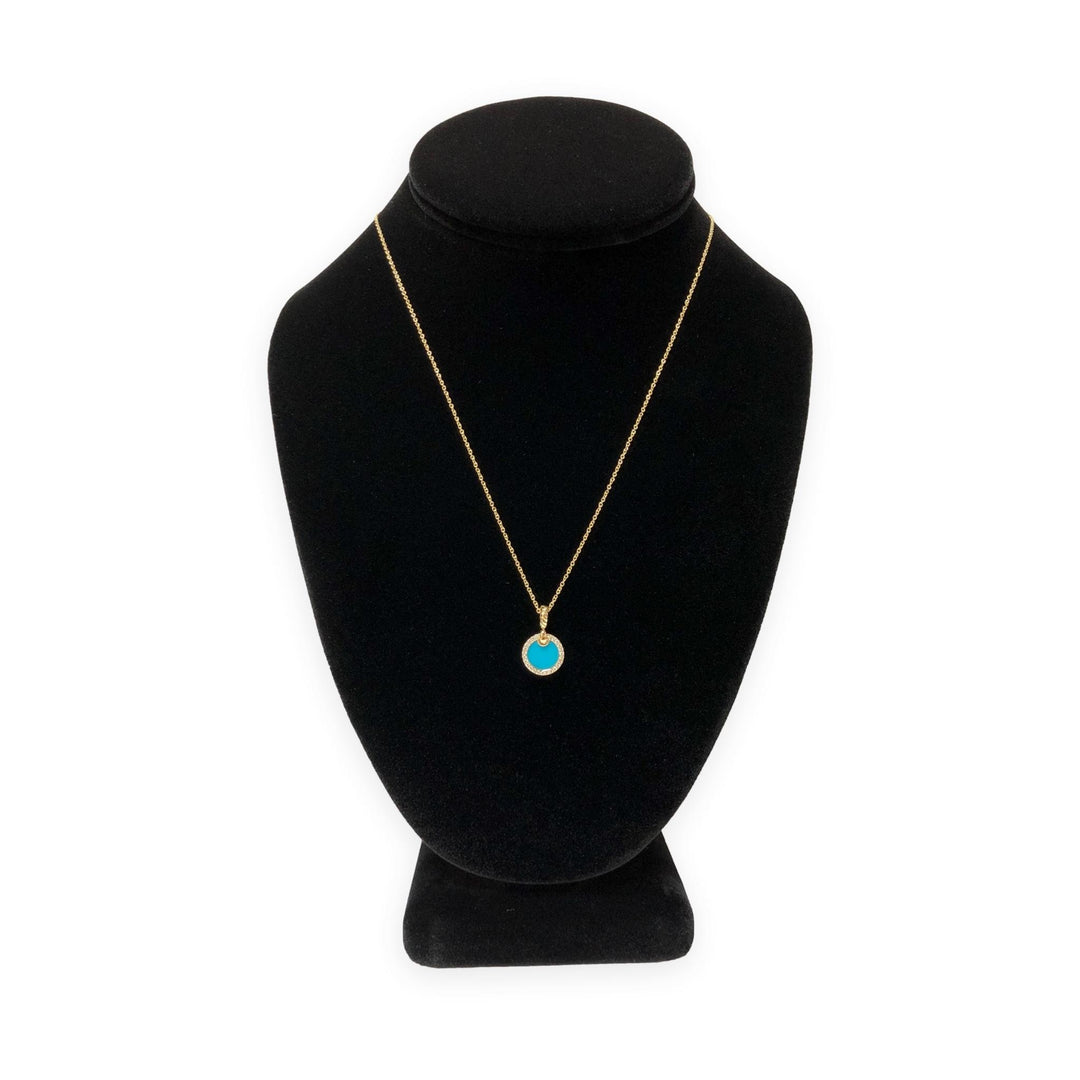 David Yurman Elements 18K Yellow Gold Turquoise and Diamond Pendant Necklace