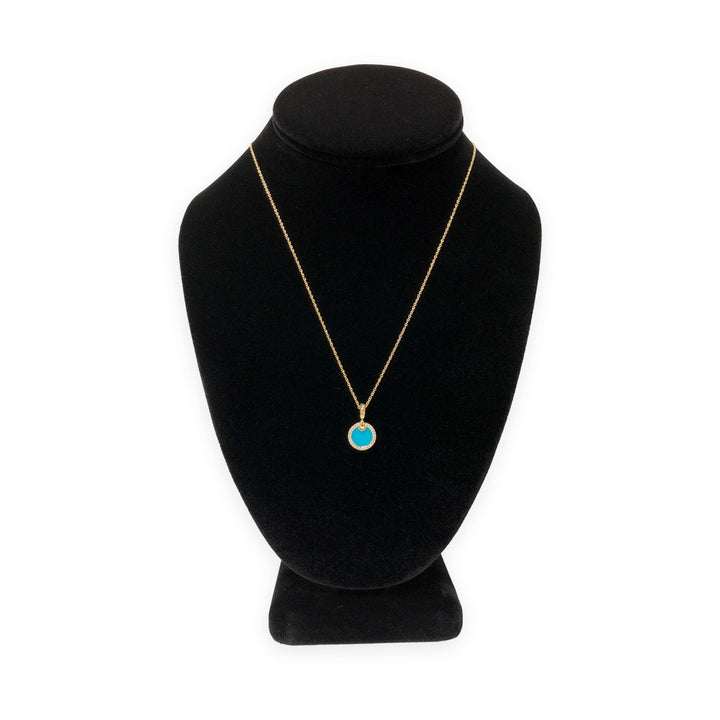 David Yurman Elements 18K Yellow Gold Turquoise and Diamond Pendant Necklace