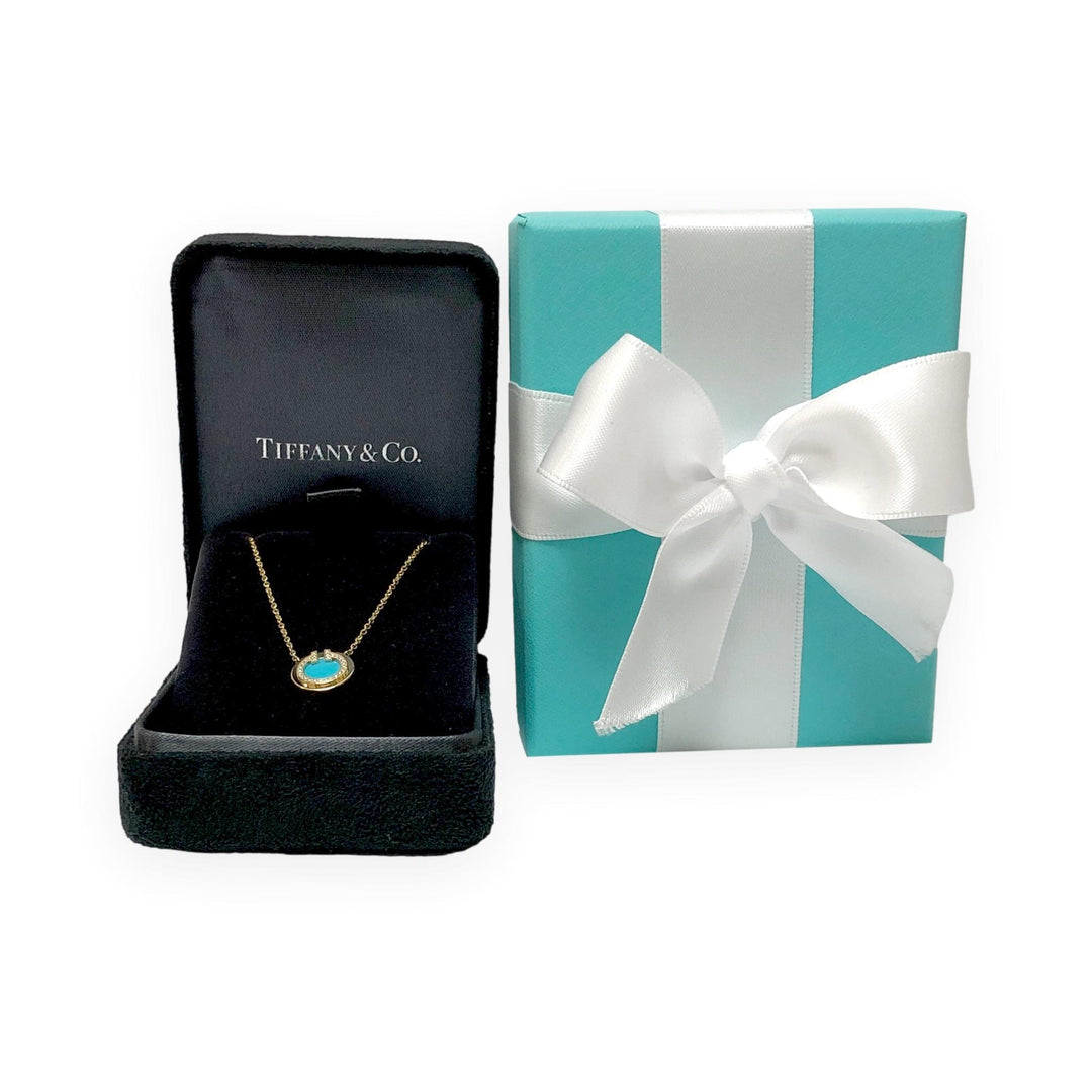 Tiffany & Co. T Collection 18K Yellow Gold Turquoise and Diamond Necklace