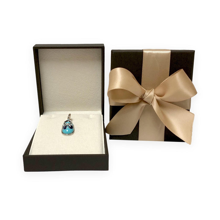 Aaron Basha 18K White Gold Blue Enamel and Diamond Shoe Charm