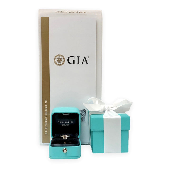 Tiffany & Co. Platinum .96 ct D VVS2 Round Diamond Solitaire Engagement Ring