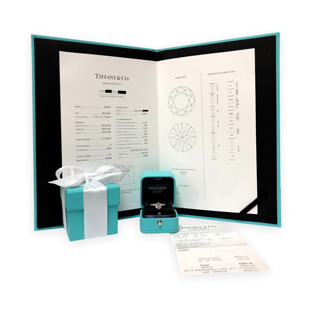 Tiffany & Co. Platinum 1.73ct G VS1 Pavé Diamond Engagement Ring