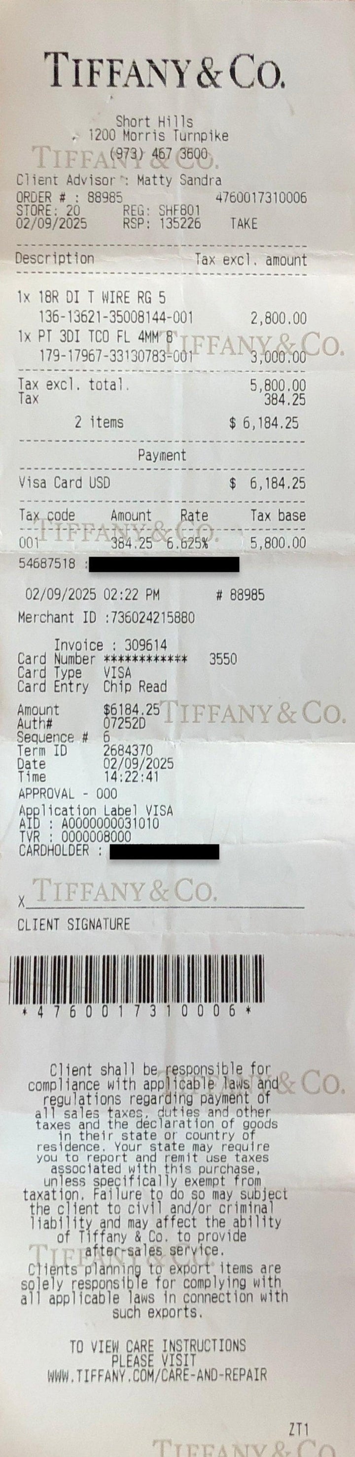 Tiffany & Co. Logo Diamond Wedding Band with 3 diamonds 4mm Platinum Size 7.25