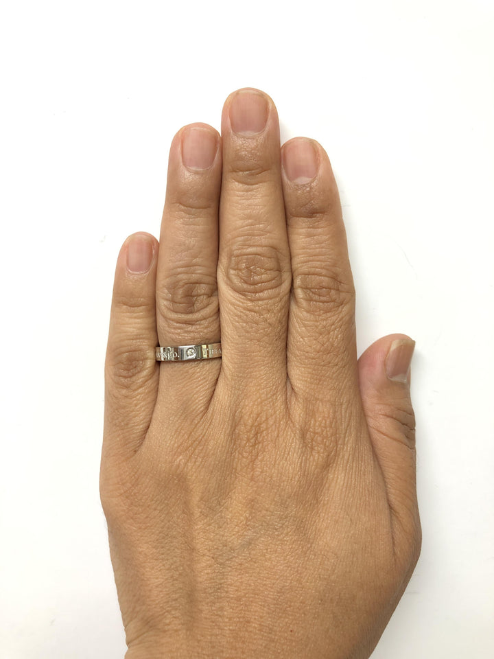 Tiffany & Co. Logo Diamond Wedding Band with 3 diamonds 4mm Platinum Size 7.25