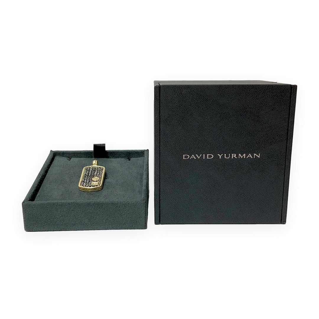 David Yurman Chevron Tag Pendant 18K Yellow Gold 3.89 cts Black Diamonds, 35mm