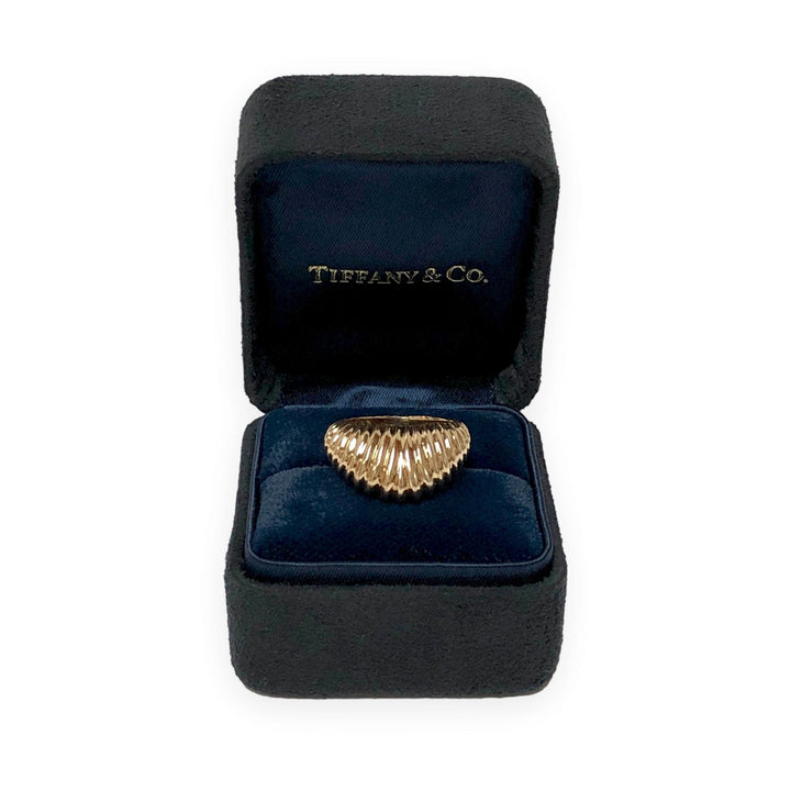 Vintage Tiffany & Co. 14K Yellow Gold Bombé Domed Ribbed Ring