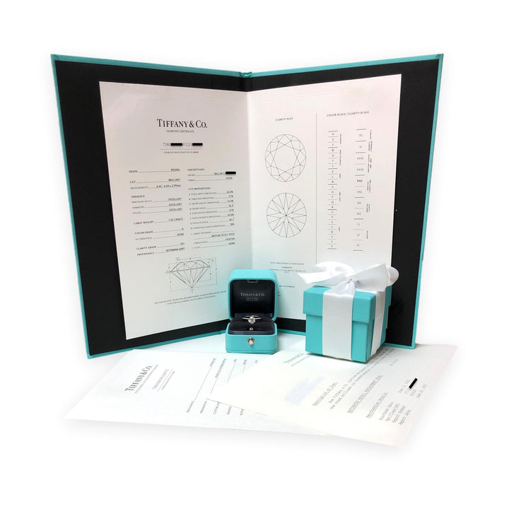 Tiffany & Co. Platinum 1.02 ct G VS1 Round Diamond Solitaire Engagement Ring