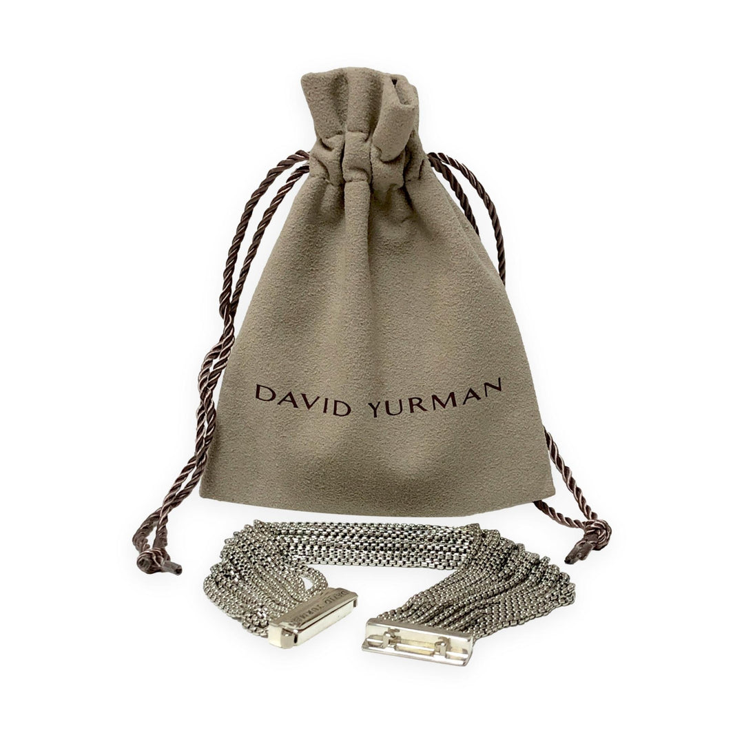 David Yurman Sterling Silver 16-Row Multi-Strand Box Chain Bracelet 21mm 7"