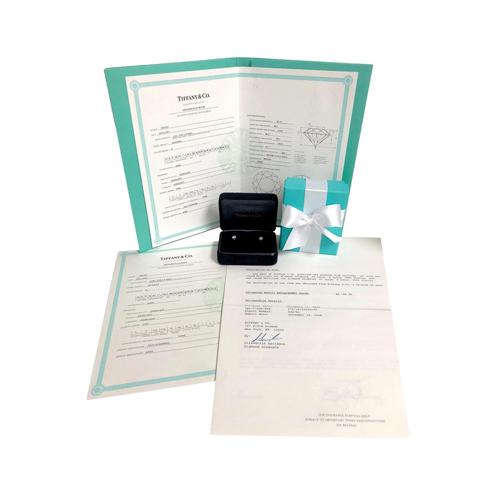 Tiffany & Co. Platinum Round 0.95Cts. TW VVS1 Diamond Solitaire Stud Earrings