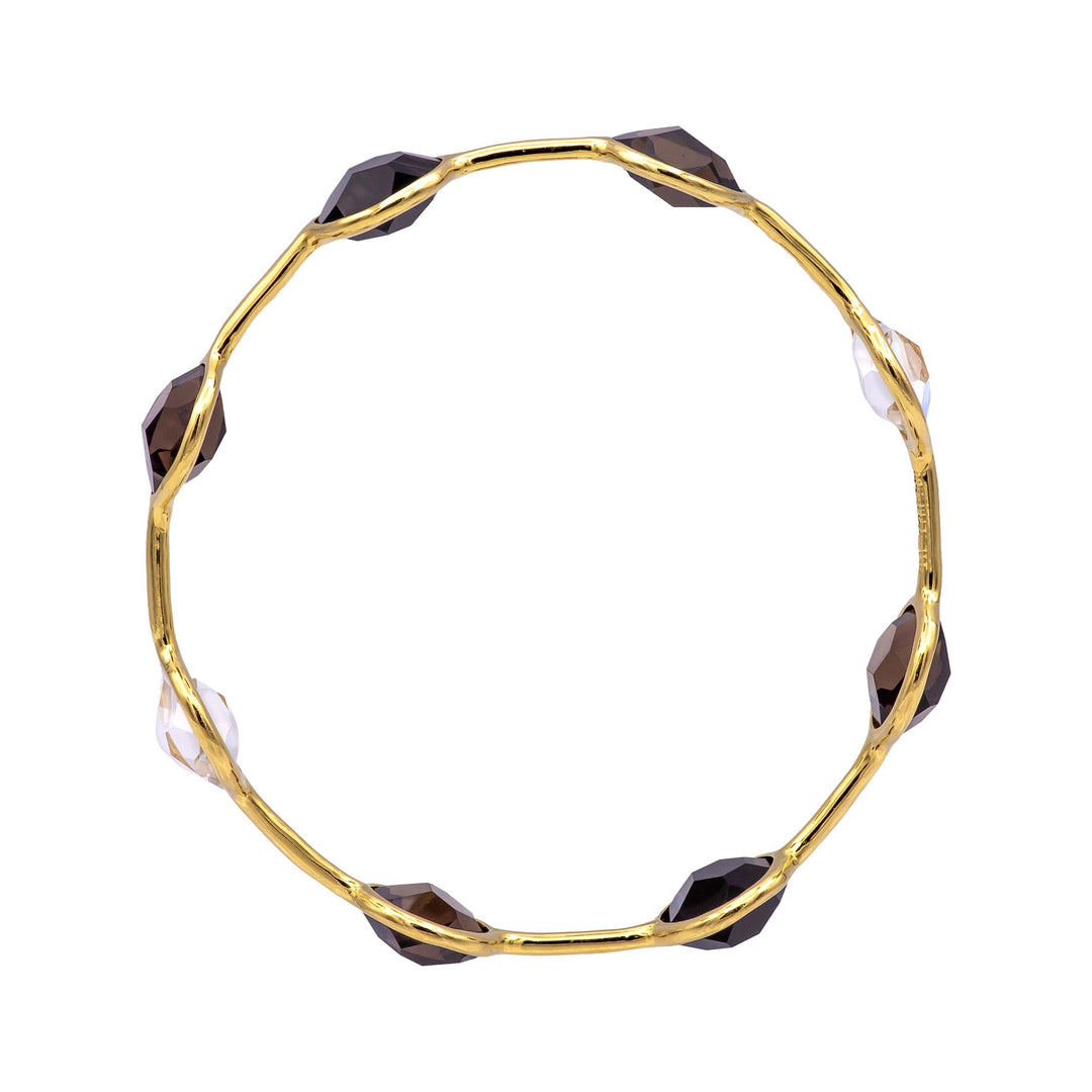 Ippolita Rock Candy 18K Yellow Gold Bangle Bracelet Rock Crystal / Smoky Quartz