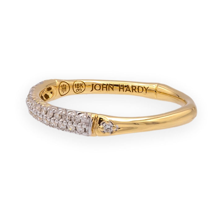 John Hardy Bamboo Collection 18K Yellow Gold Double Row Diamond Band Ring
