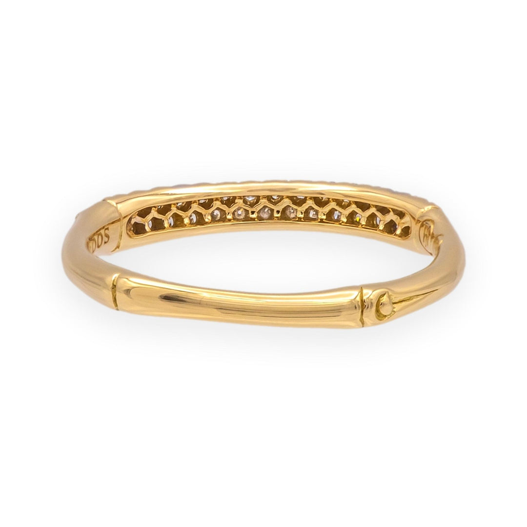 John Hardy Bamboo Collection 18K Yellow Gold Double Row Diamond Band Ring