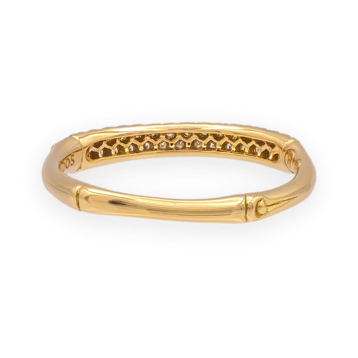 John Hardy Bamboo Collection 18K Yellow Gold Double Row Diamond Band Ring