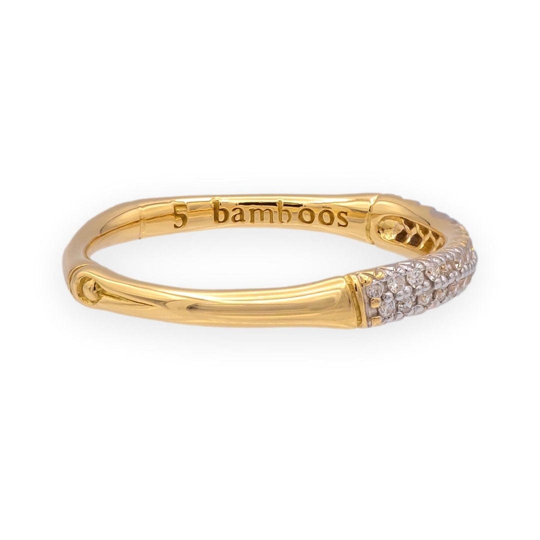 John Hardy Bamboo Collection 18K Yellow Gold Double Row Diamond Band Ring