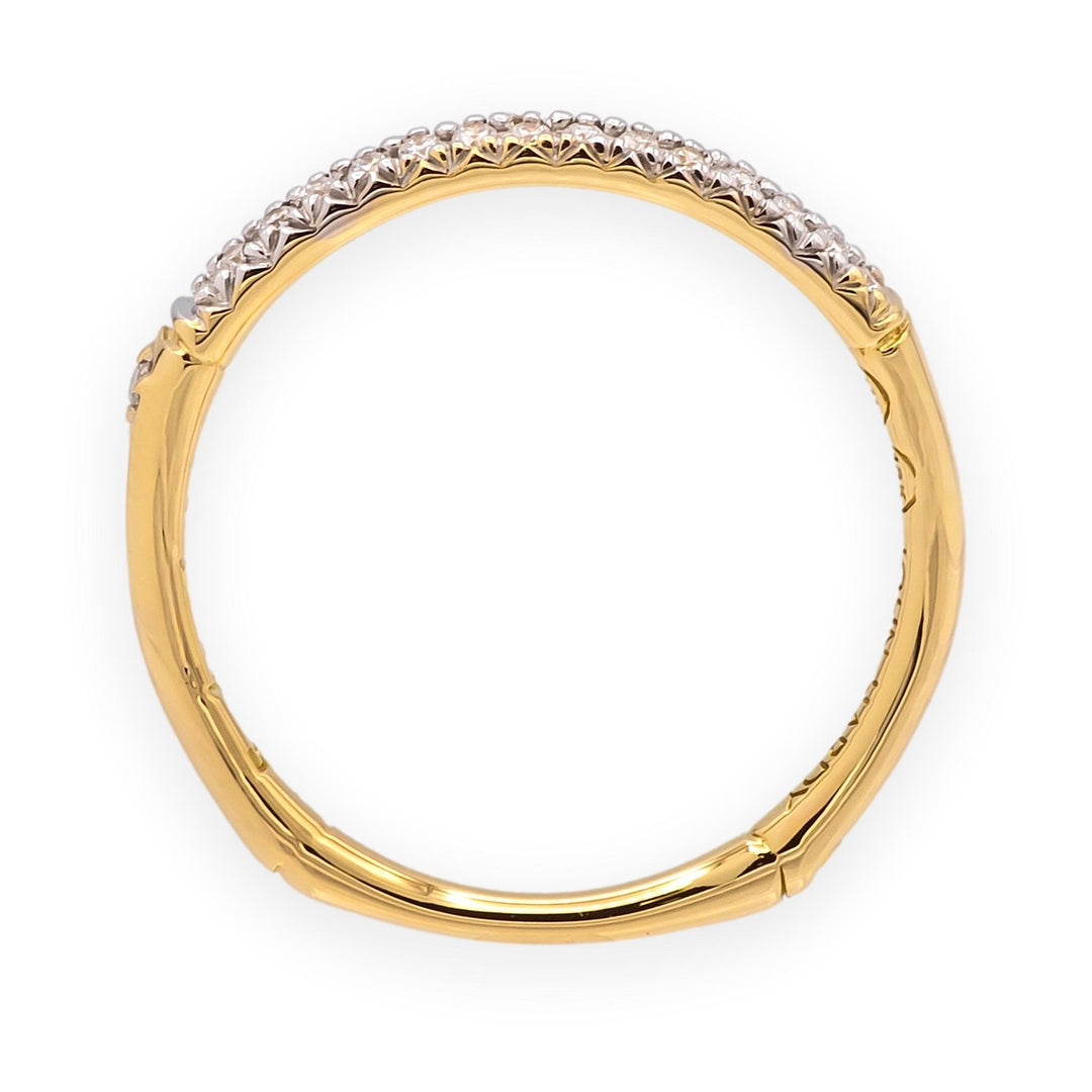 John Hardy Bamboo Collection 18K Yellow Gold Double Row Diamond Band Ring